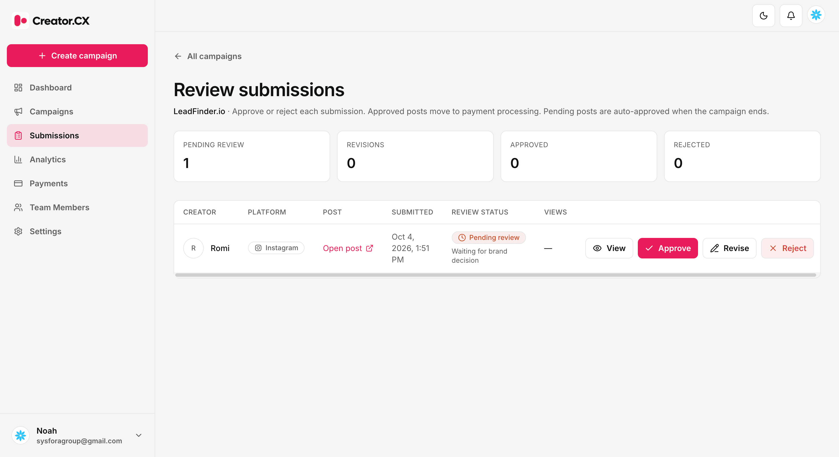 Approve submissions